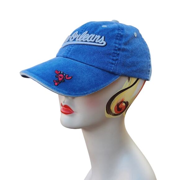 New Orleans Washed Denim Embroidered Adjustable Baseball Cap - Youth - Picture 3 of 6